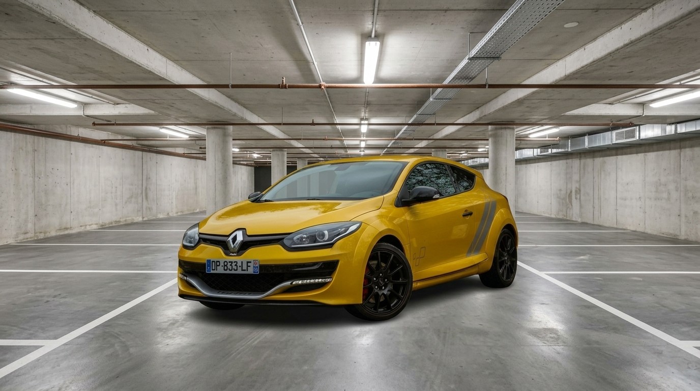 Photo voiture brute avant détourage — prise au smartphone sur parking