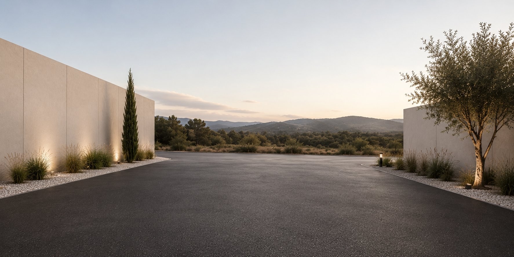 Studio photo virtuel — fond Riviera méditerranéen au coucher de soleil pour photo voiture